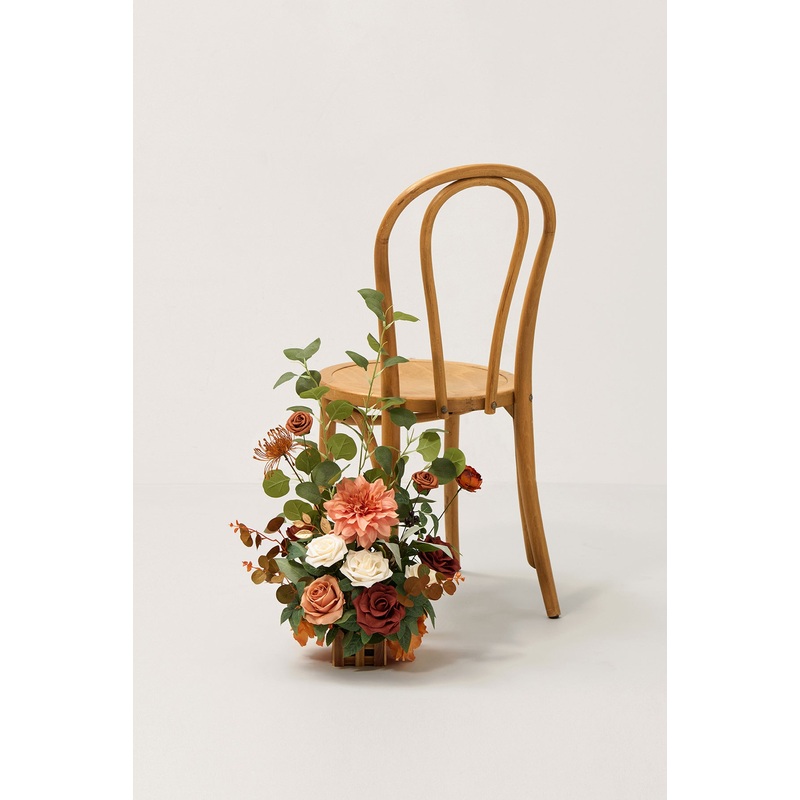 Wedding Aisle Runner Flower Arrangement in Sunset Terracotta