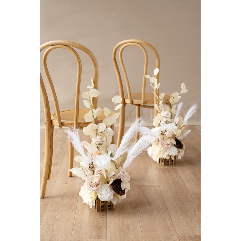 Wedding Aisle Runner Flower Arrangement in White & Beige | Clearance