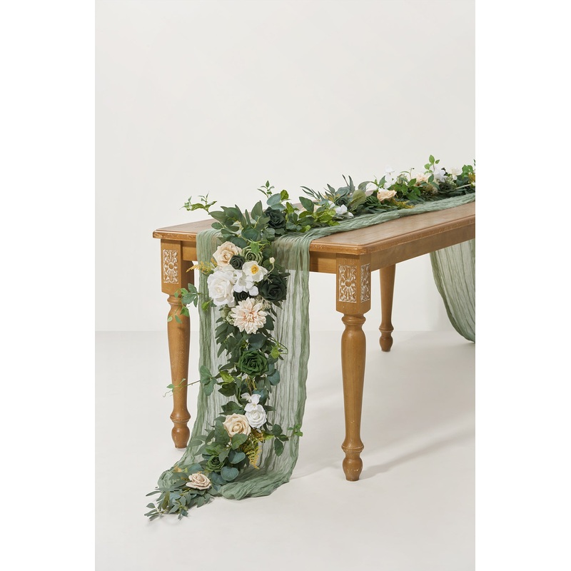 6ft Flower Garland in Emerald & Tawny Beige