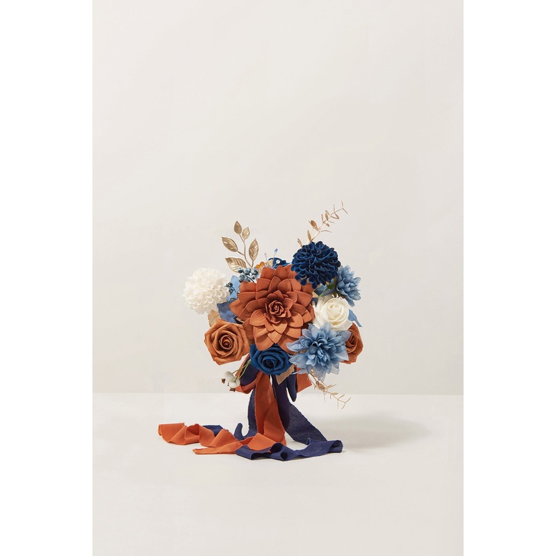 Additional Flower Decorations in Russet Orange & Denim Blue