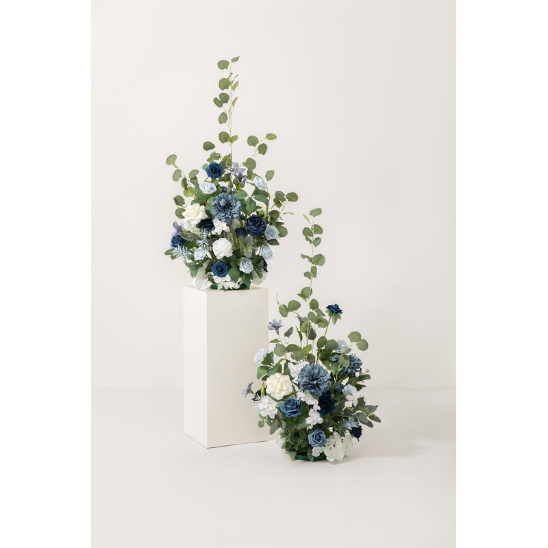 Altar Decor Free-Standing Flowers in Dusty Blue & Navy