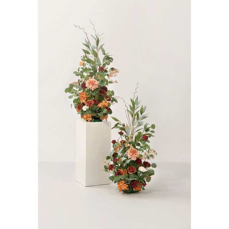 Altar Decor Free-Standing Flowers in Sunset Terracotta