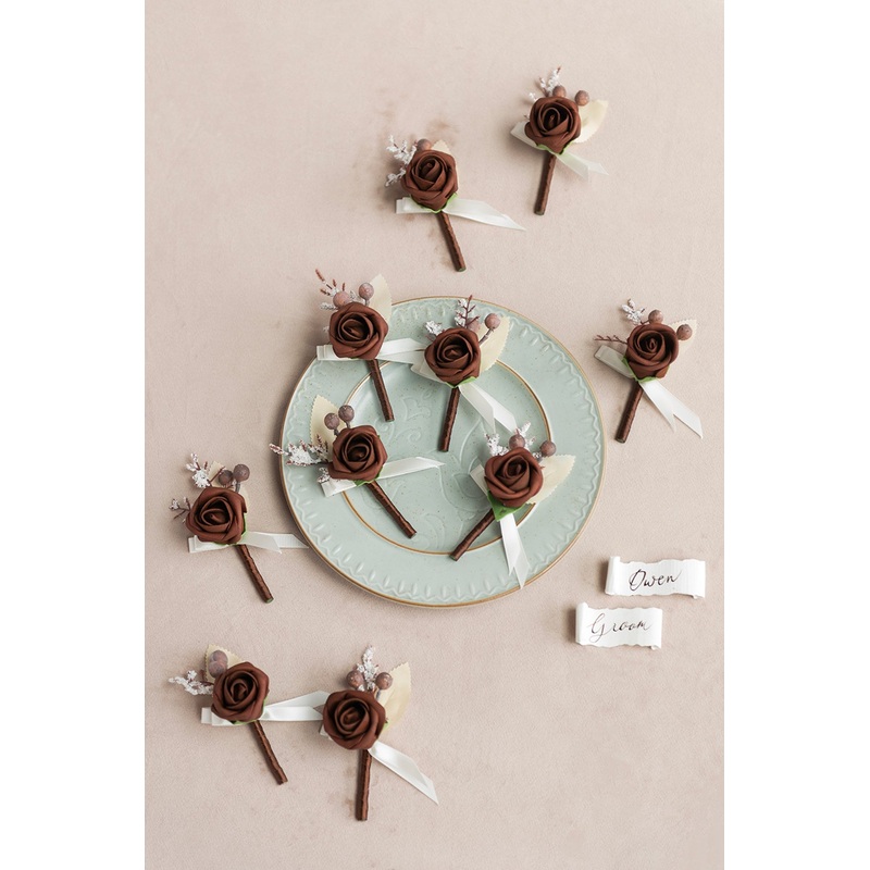 Boutonnieres for Guests in White & Beige | Clearance