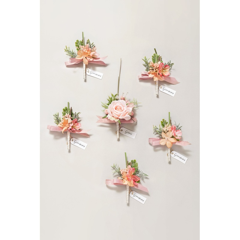Boutonnieres in Garden Blush-Garden Blush (Set of 6)