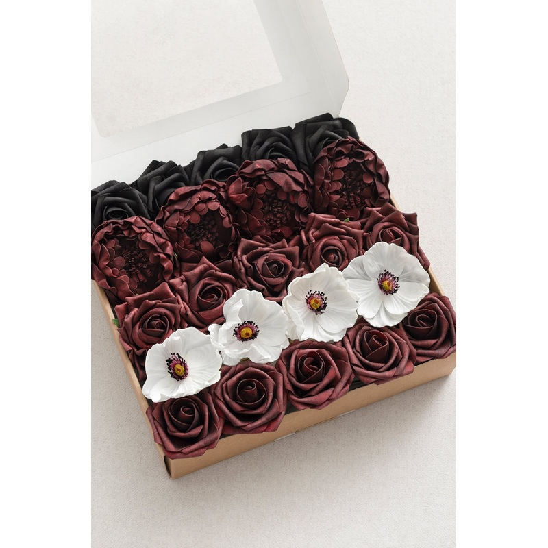 DIY Supporting Flower Boxes in Moody Burgundy & Black