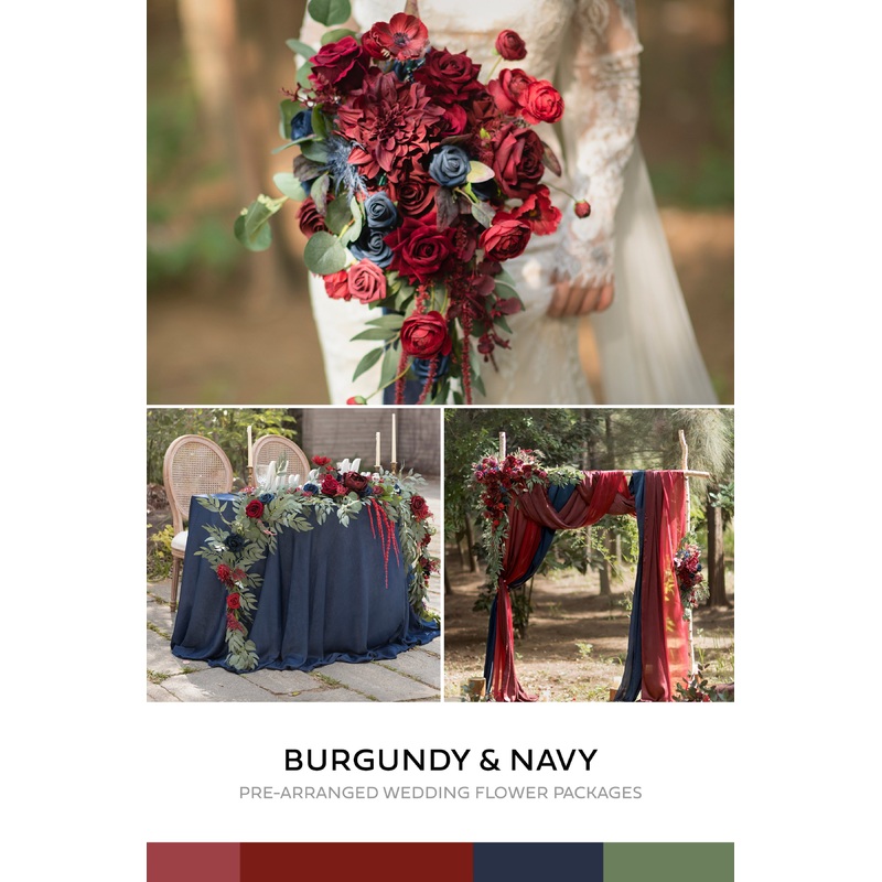 Wedding Flower Packages in Burgundy & Navy