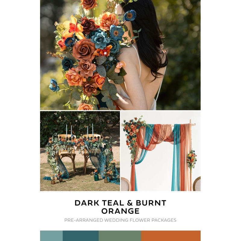 Wedding Flower Packages in Dark Teal & Burnt Orange