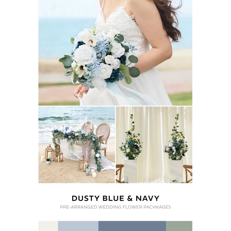 Wedding Flower Packages in Dusty Blue & Navy