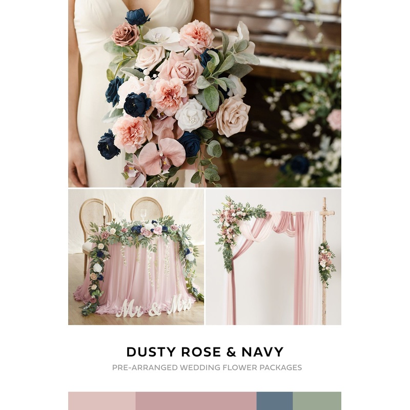Wedding Flower Packages in Dusty Rose & Navy