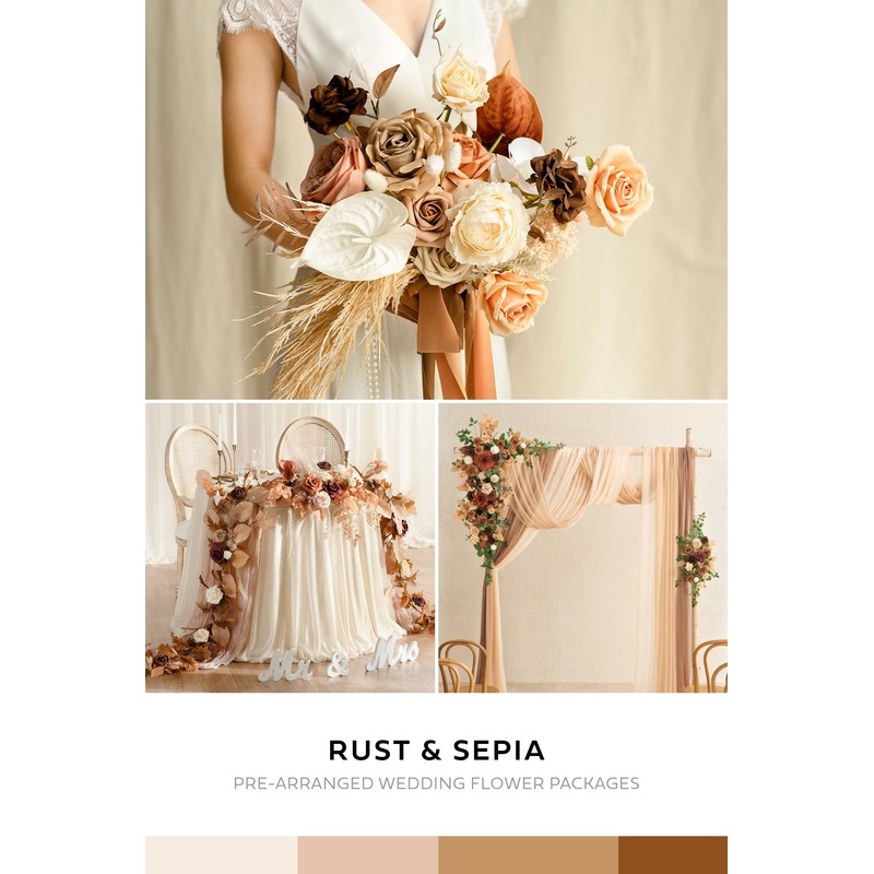 Wedding Flower Packages in Rust & Sepia