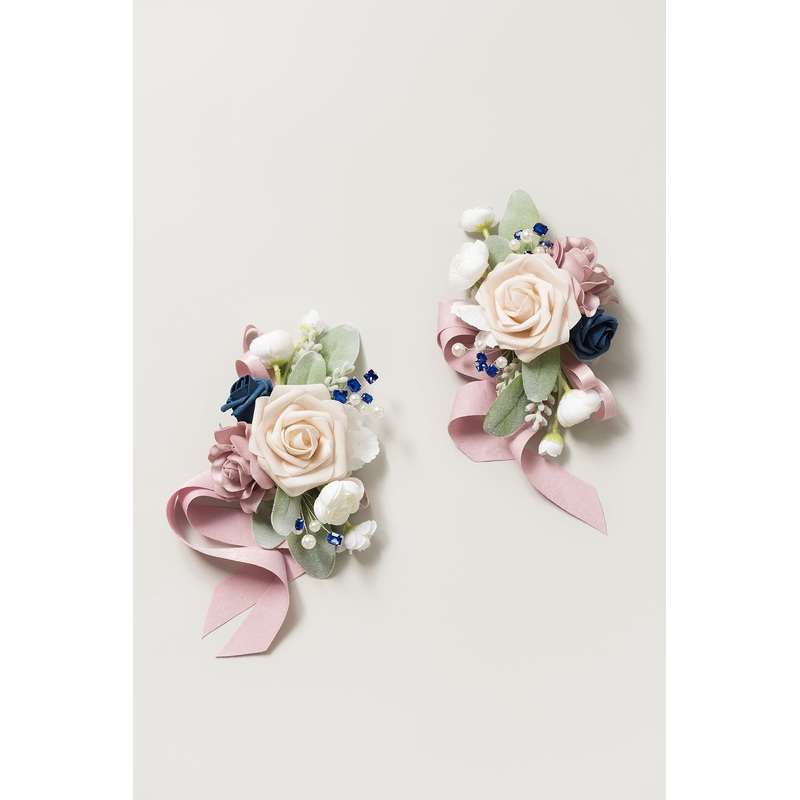 Wrist Corsages & Shoulder Corsages in Dusty Rose & Navy Blue