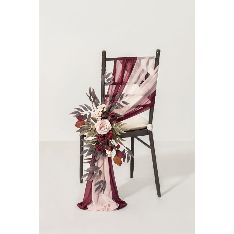 Aisle Chair Decor Set in Burgundy & Dusty Rose