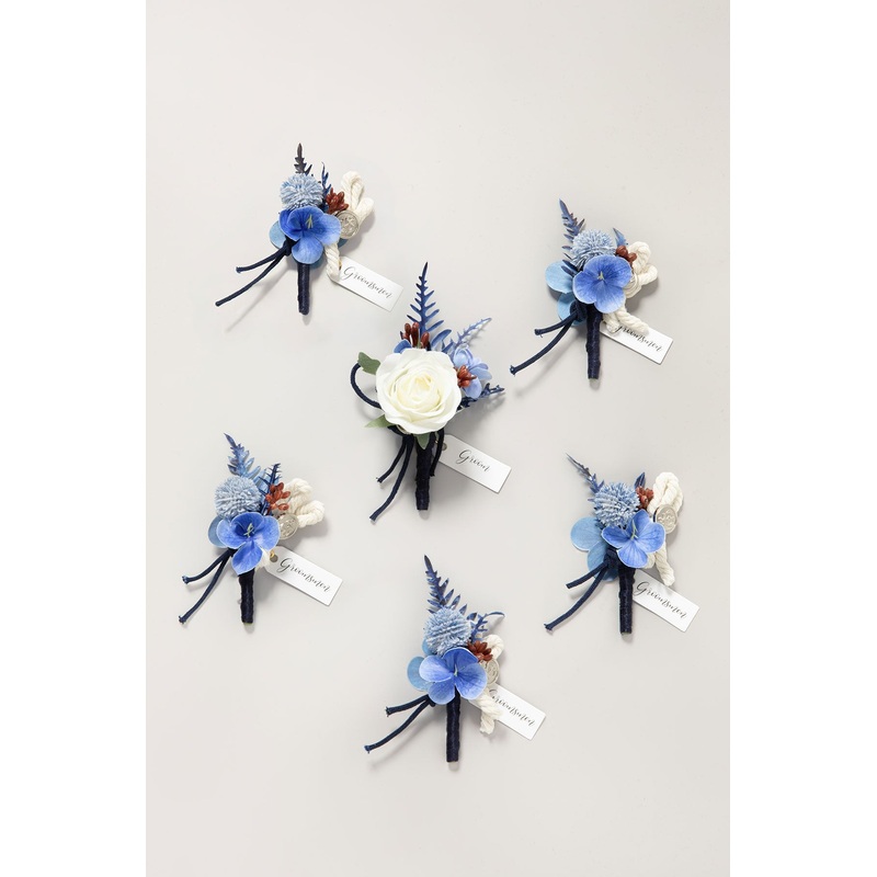 Boutonnieres in Nautical Navy & Burgundy | Clearance