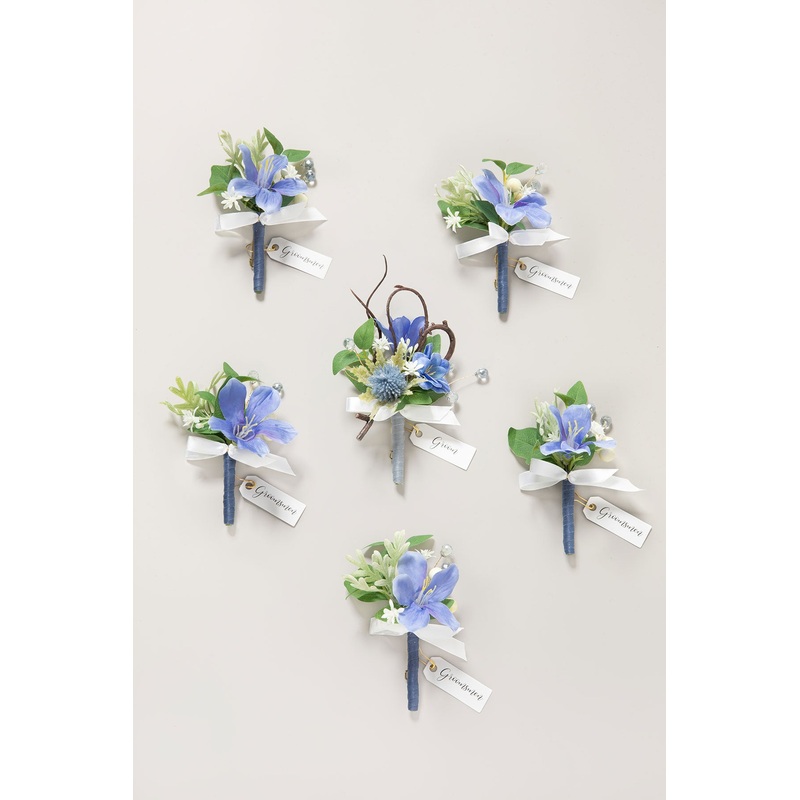 Boutonnieres in Timeless French Blue & White