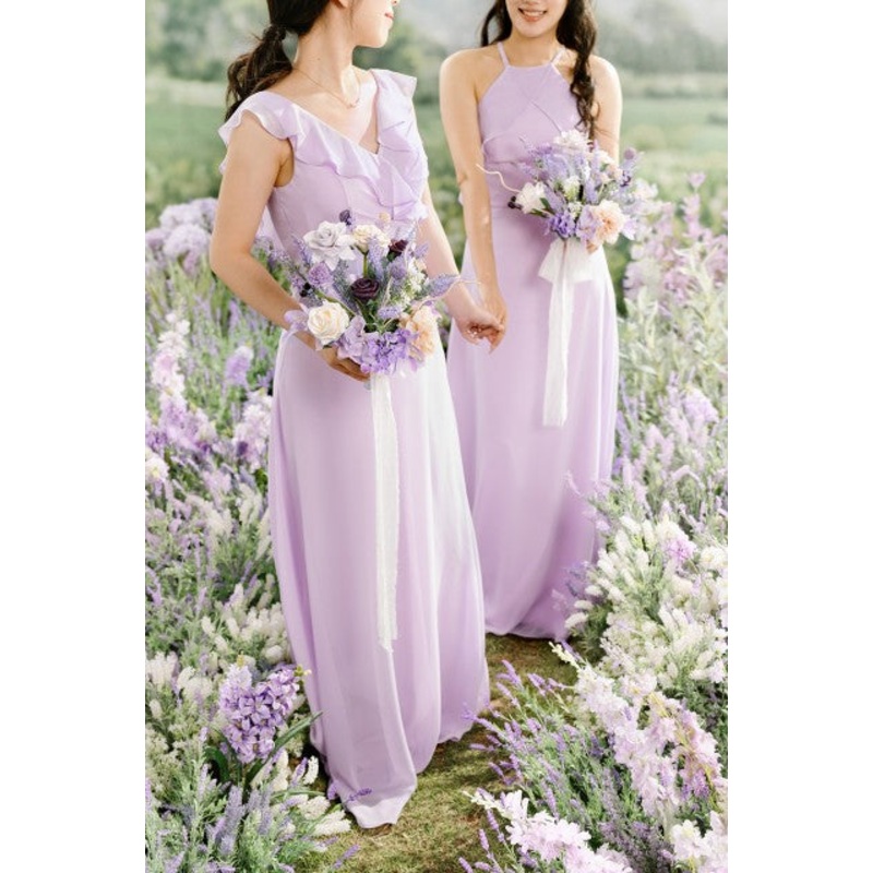 Bridesmaid Bouquets in French Lavender & Plum