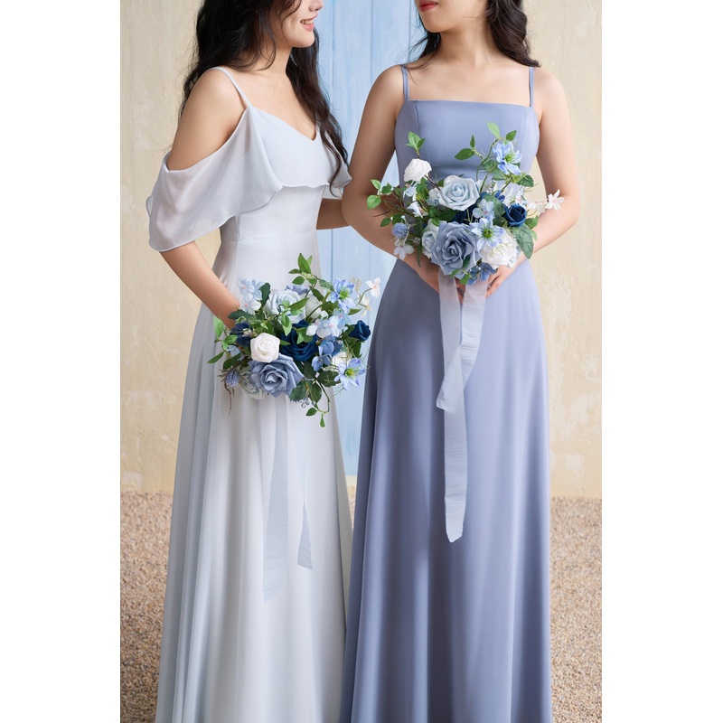 Bridesmaid Bouquets in Timeless French Blue & White