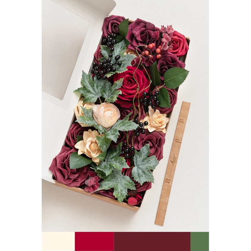 DIY Designer Flower Box in Bordeaux Red & Wine
