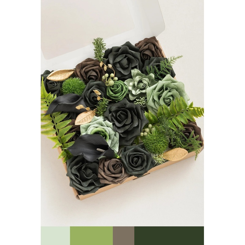 DIY Designer Flower Boxes in Forest Green & Gold