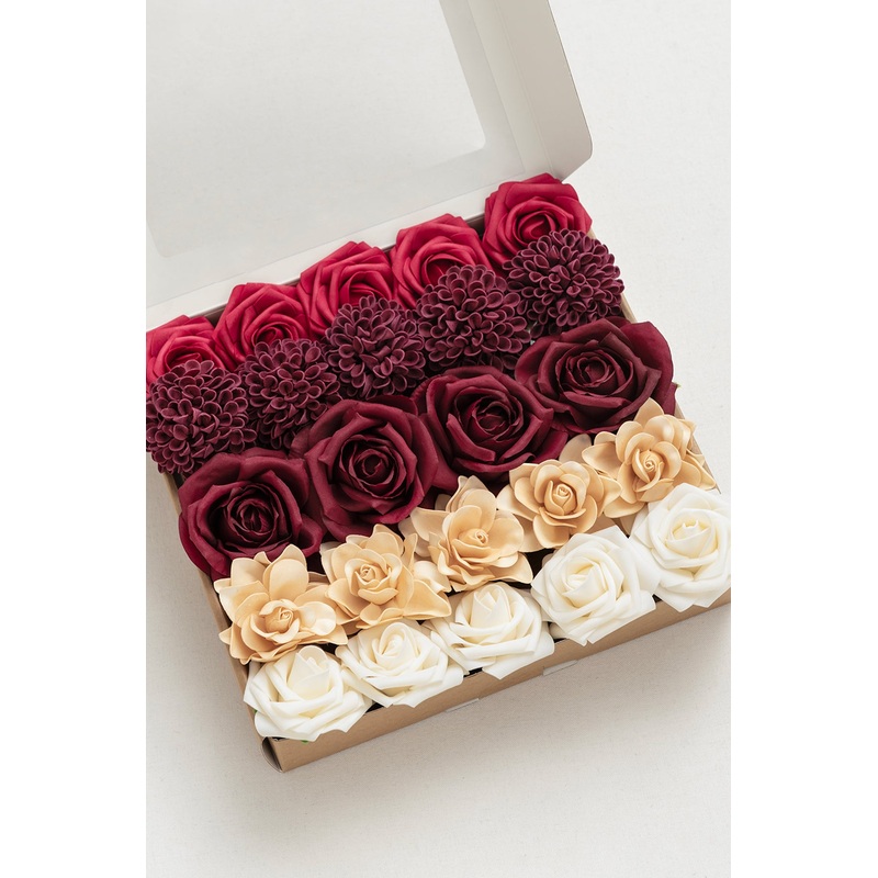 DIY Supporting Flower Boxes in Bordeaux Red & Wine