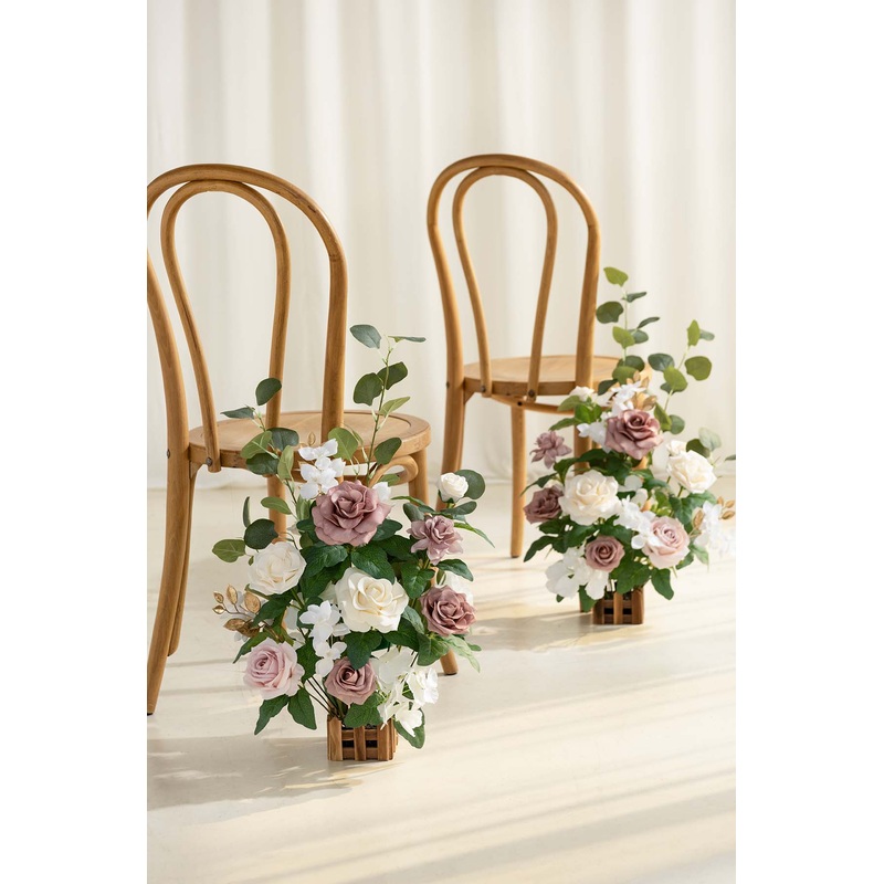 Wedding Aisle Runner Flower Arrangement in Dusty Rose & Cream