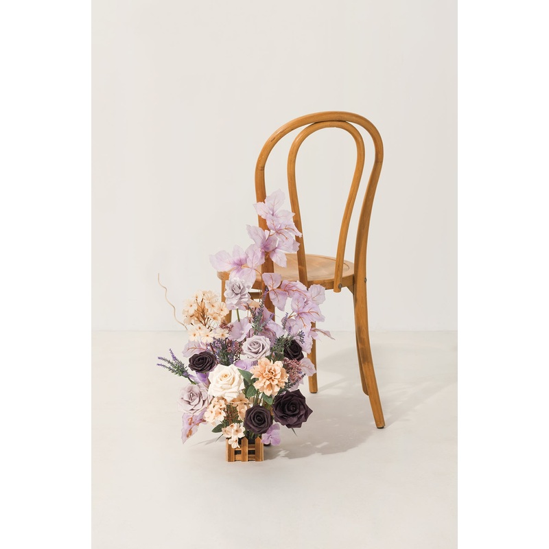 Wedding Aisle Runner Flower Arrangements in French Lavender & Plum