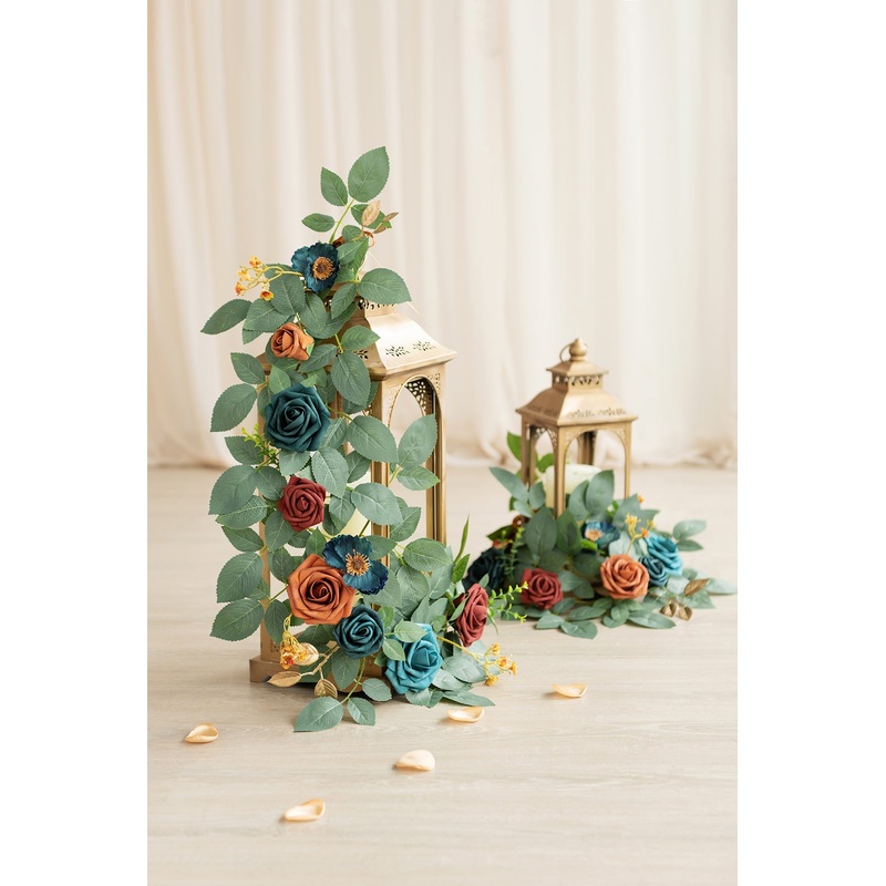 2ft Flower Garlands in Dark Teal & Burnt Orange