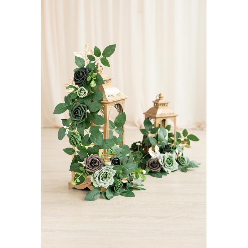 2ft Flower Garlands in Forest Green & Gold