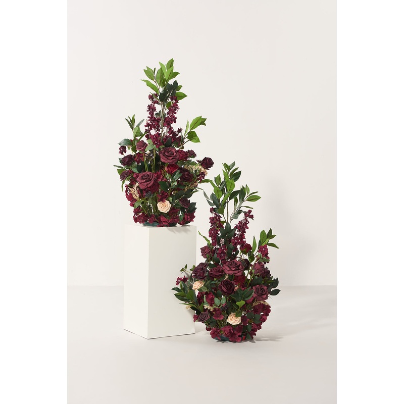 Altar Decor Free-Standing Flowers in Bordeaux Red & Wine