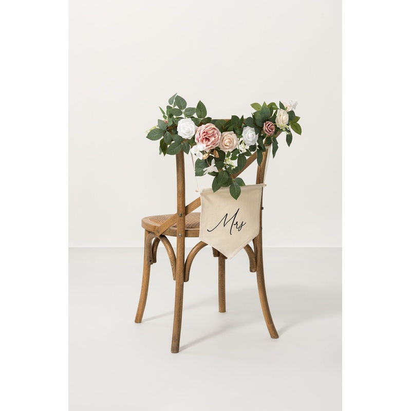 Bride and Groom Floral Chair Signs in Dusty Rose & Cream | Clearance