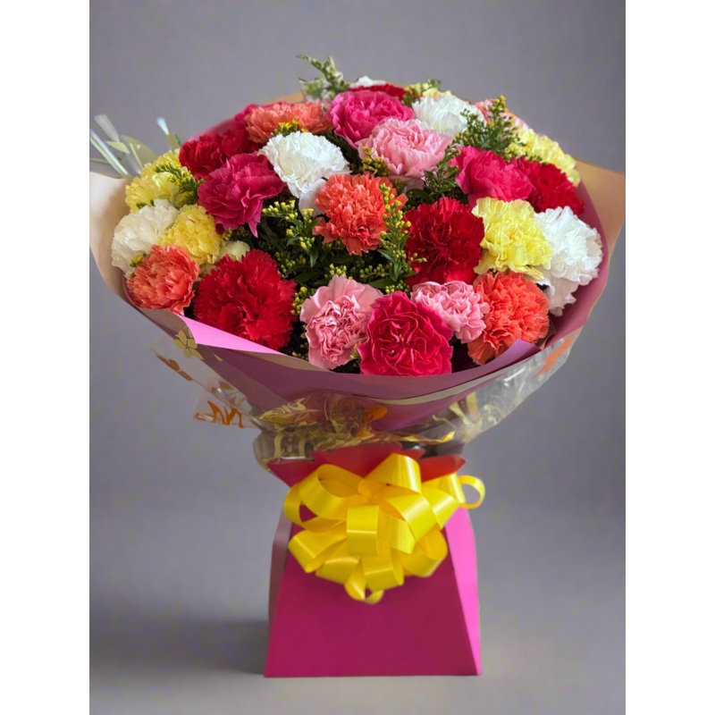 Colorful Carnations Bouquet-Regular (20 Stems) & Large(25 Stemes) & Extra large(30 Stems As showing image)