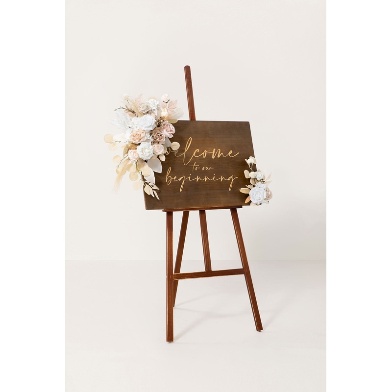 Combo Set Flower Sign Decorin White & Beige | Clearance