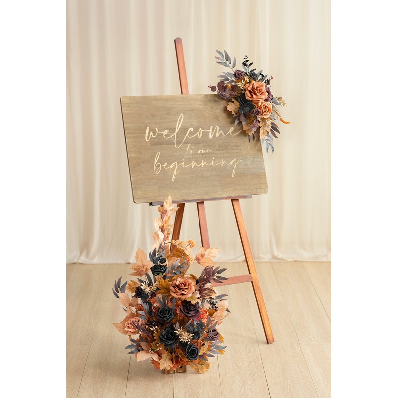 Deluxe Combo Set Flower Sign Decor in Black & Pumpkin Orange | Clearance