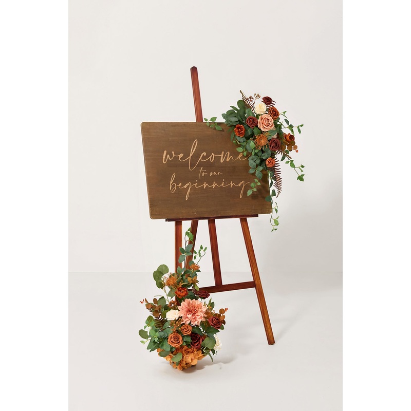 Deluxe Combo Set Flower Sign Decor in Sunset Terracotta