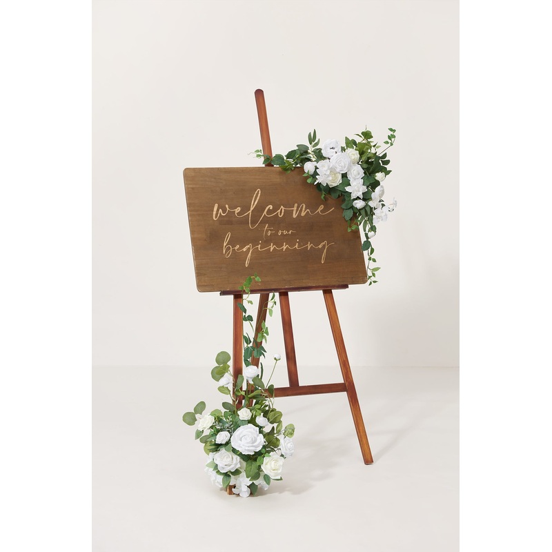 Deluxe Combo Set Flower Sign Decor in White & Sage