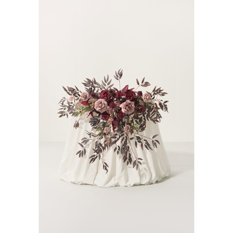 Sweetheart Table Floral Swags in Burgundy & Dusty Rose