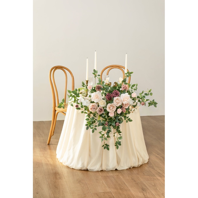 Sweetheart Table Floral Swags in Dusty Rose & Cream