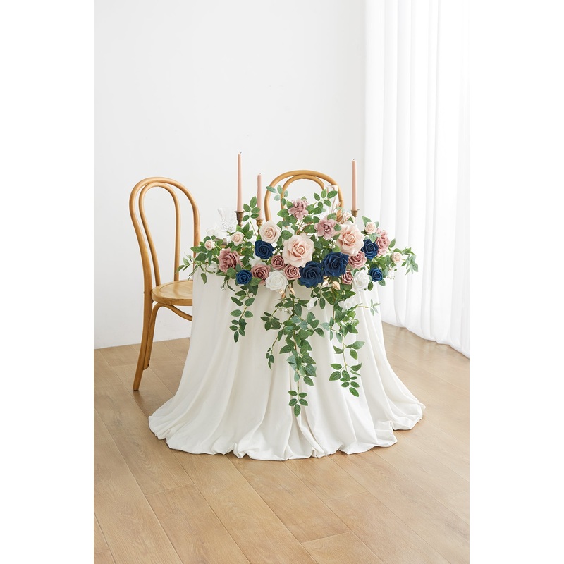 Sweetheart Table Floral Swags in Dusty Rose & Navy
