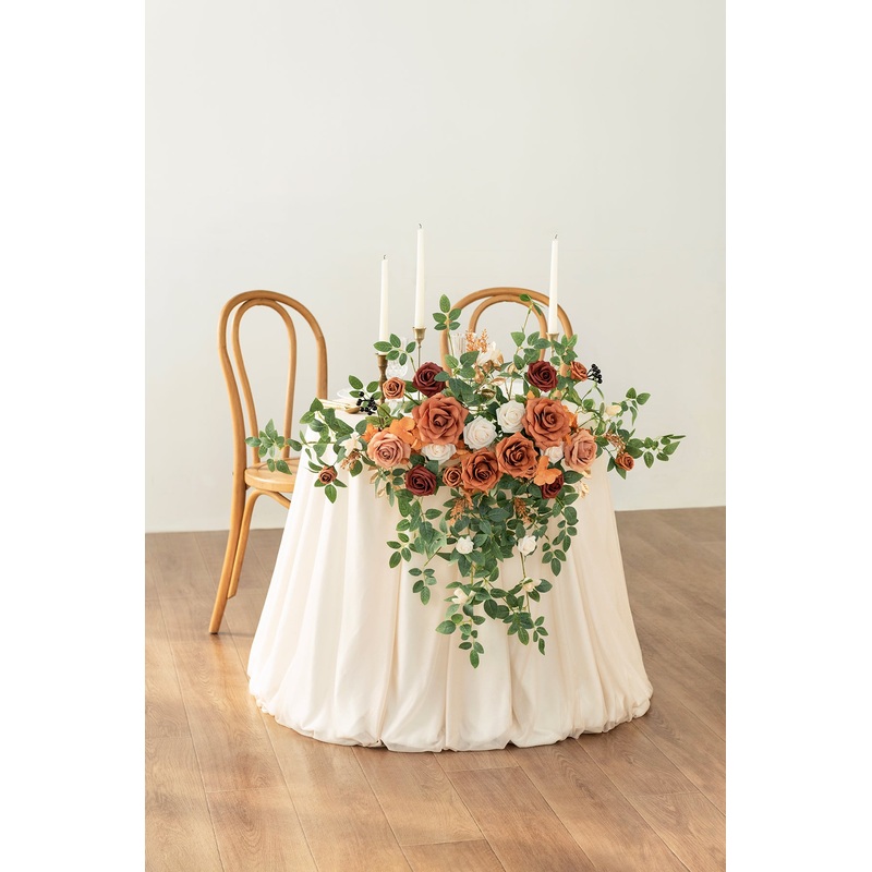 Sweetheart Table Floral Swags in Sunset Terracotta