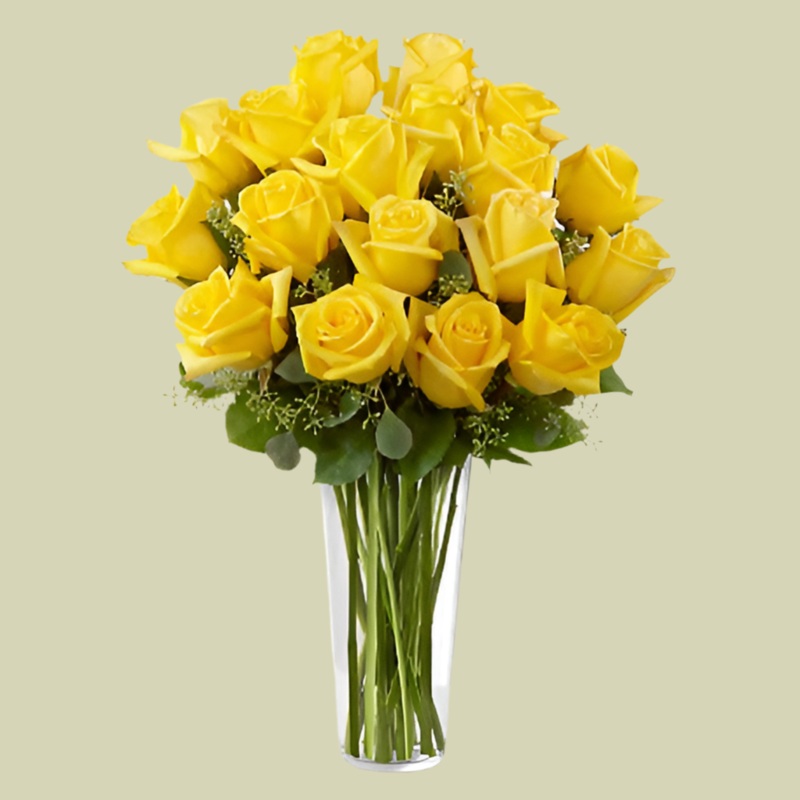 The Yellow Rose Bouquet-6 Roses & 12 Roses & 18 Roses & 24 Roses-Without Vase & With Vase