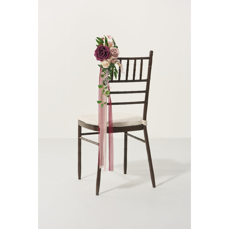 Wedding Aisle Decoration Pew Flowers in Romantic Marsala