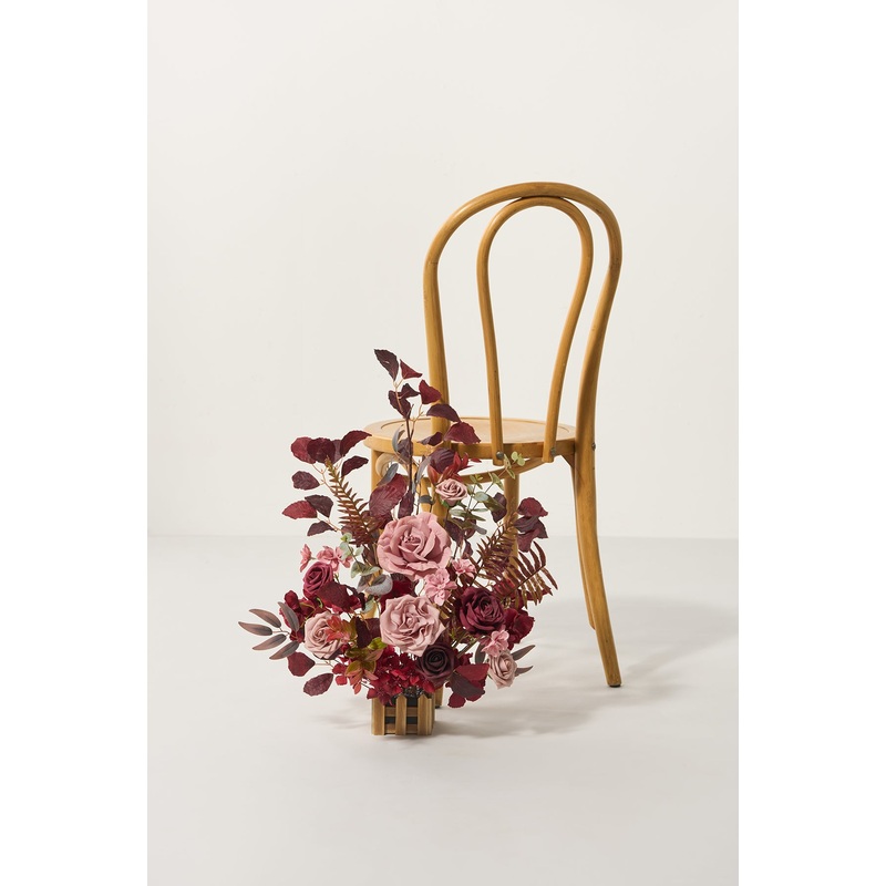 Wedding Aisle Runner Flower Arrangements in Burgundy & Dusty Rose