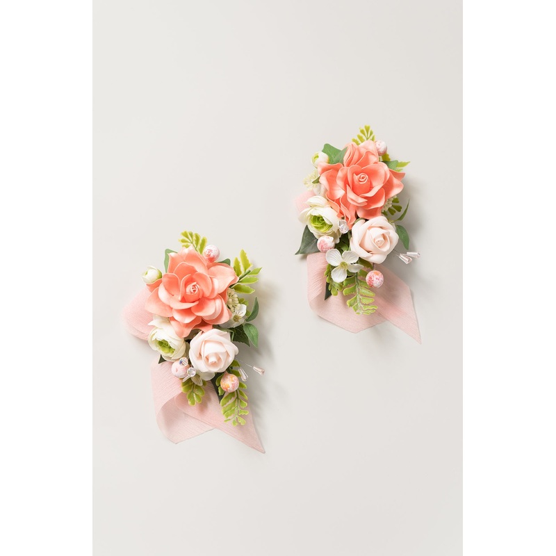 Wrist and Shoulder Corsages in Garden Blush