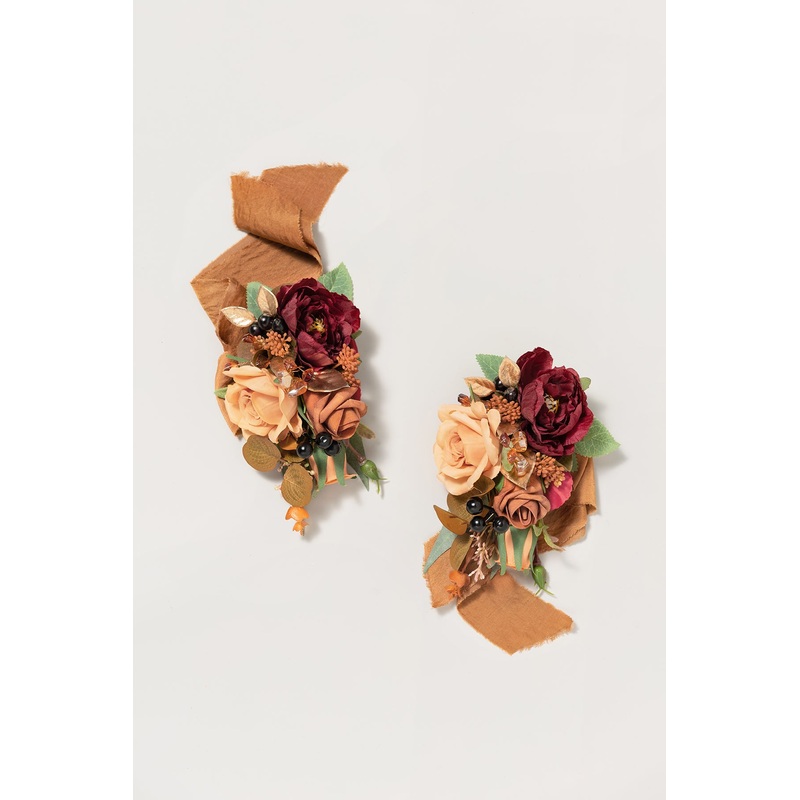 Wrist and Shoulder Corsages in Sunset Terracotta
