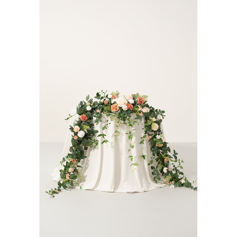 9ft Head Table Flower Garland in Garden Blush