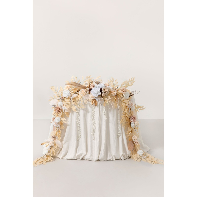 9ft Head Table Flower Garland in White & Beige