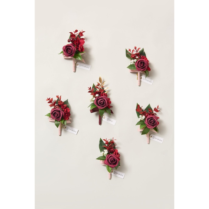 Boutonnieres in Classic Marsala
