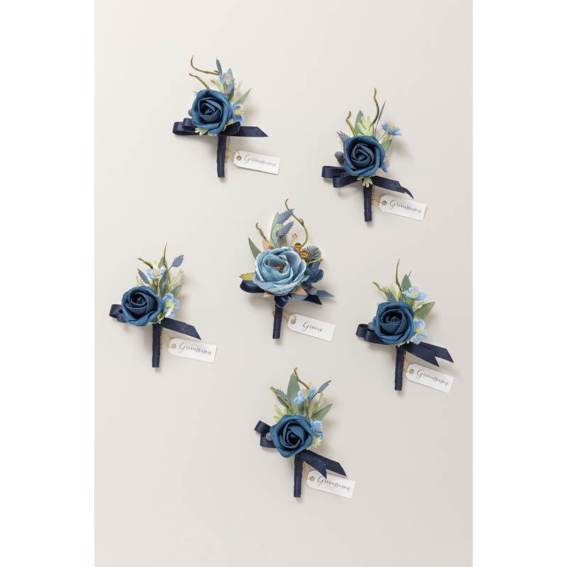 Boutonnieres in Dutch Blue & Navy Blue