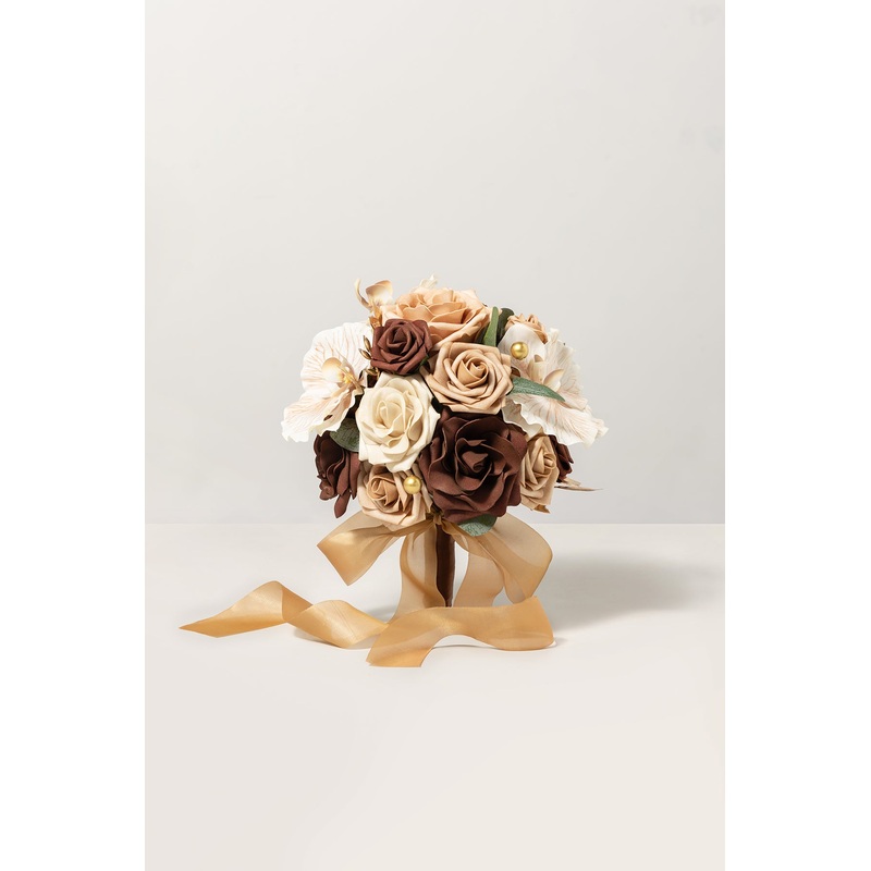 Bridesmaid Bouquet in Caramel & Walnut Brown