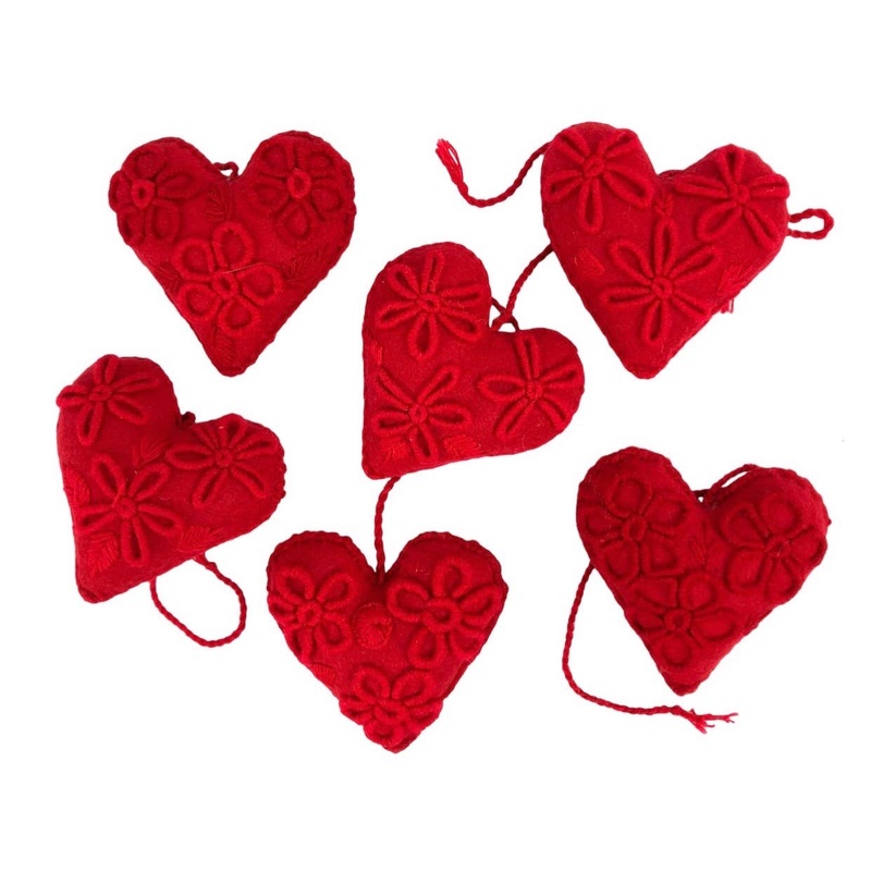 Red Felt Stitched Rococo Message Heart