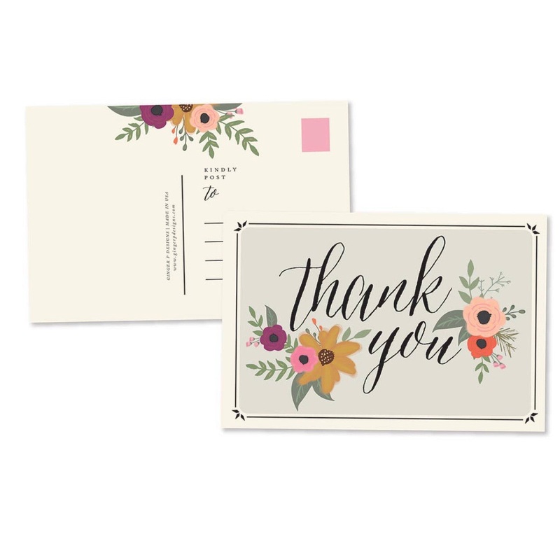 Thank You Floral Postcards